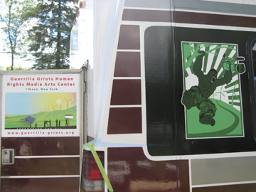 Green Guerrillas Bio Bus with vinyl... yikes!
